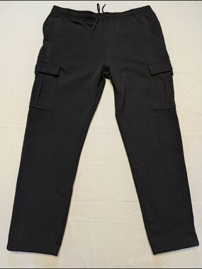 PJ Mark Black Mens 3XL Essential Wide-Leg Fleece Sweatpants Drawstring Pockets